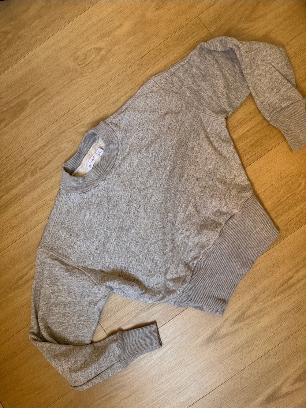 The Line by K Heather Gray Crewneck Sweater with Ribbed Fitted Waist